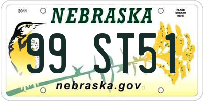 NE license plate 99ST51