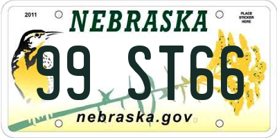 NE license plate 99ST66