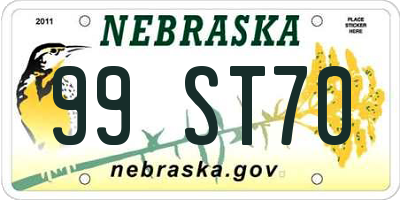 NE license plate 99ST70