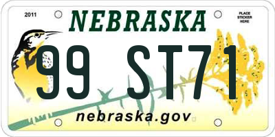 NE license plate 99ST71