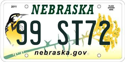 NE license plate 99ST72