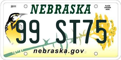 NE license plate 99ST75