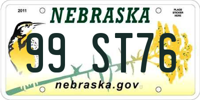 NE license plate 99ST76