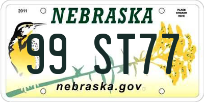 NE license plate 99ST77