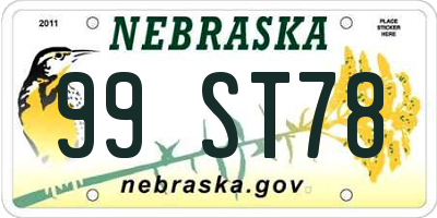 NE license plate 99ST78