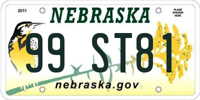 NE license plate 99ST81