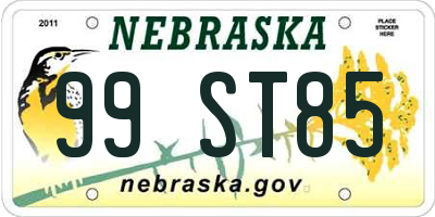 NE license plate 99ST85