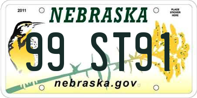 NE license plate 99ST91