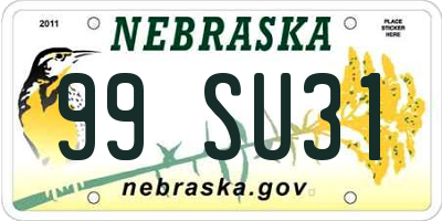 NE license plate 99SU31