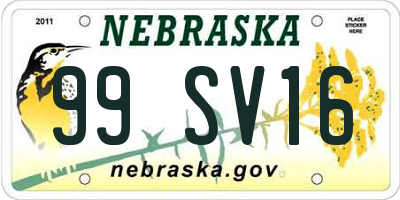 NE license plate 99SV16