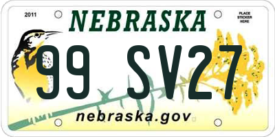 NE license plate 99SV27