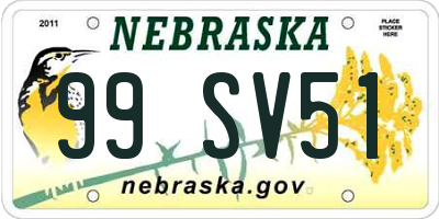 NE license plate 99SV51