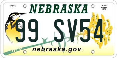 NE license plate 99SV54