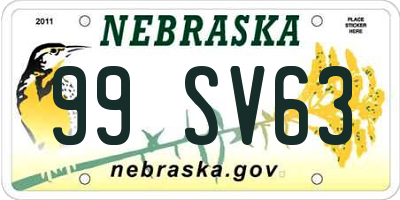 NE license plate 99SV63