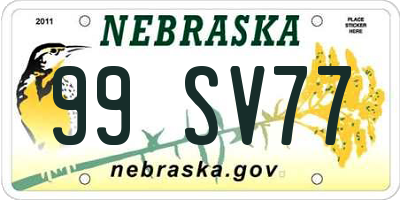 NE license plate 99SV77