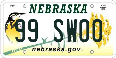 NE license plate 99SW00