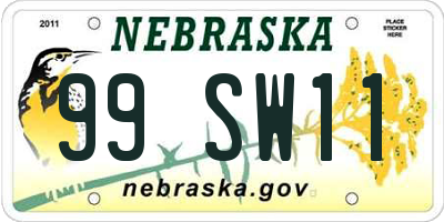 NE license plate 99SW11