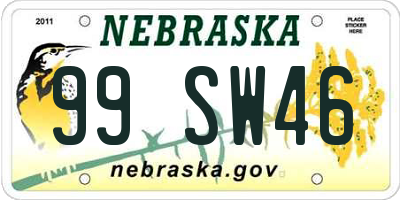 NE license plate 99SW46