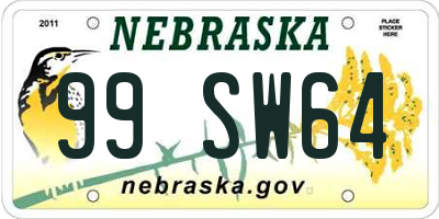 NE license plate 99SW64