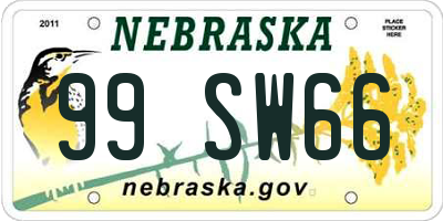 NE license plate 99SW66