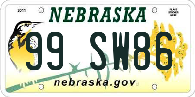 NE license plate 99SW86