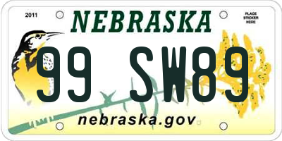 NE license plate 99SW89