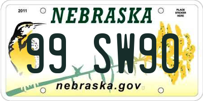 NE license plate 99SW90