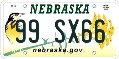 NE license plate 99SX66