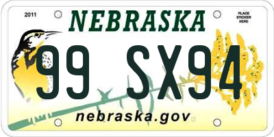NE license plate 99SX94