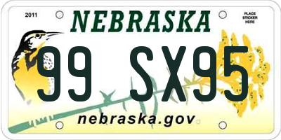 NE license plate 99SX95