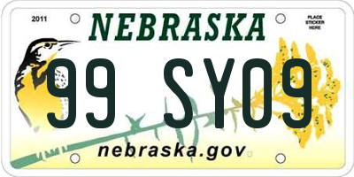 NE license plate 99SY09