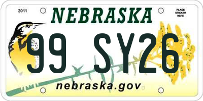 NE license plate 99SY26