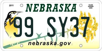 NE license plate 99SY37