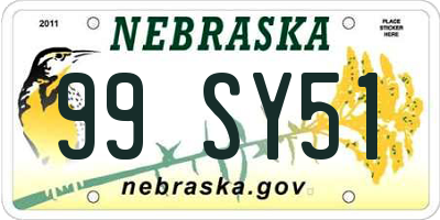 NE license plate 99SY51