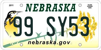 NE license plate 99SY53