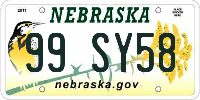 NE license plate 99SY58