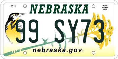NE license plate 99SY73