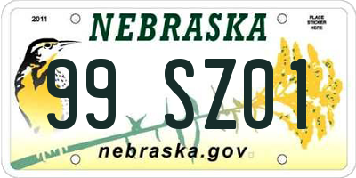 NE license plate 99SZ01