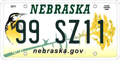 NE license plate 99SZ11