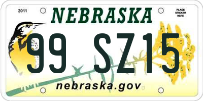 NE license plate 99SZ15