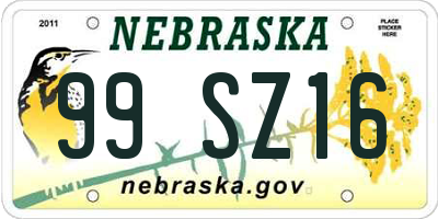 NE license plate 99SZ16