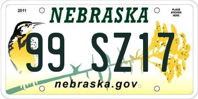 NE license plate 99SZ17