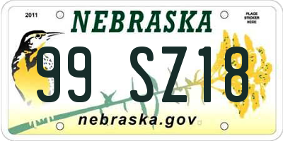NE license plate 99SZ18