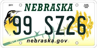 NE license plate 99SZ26