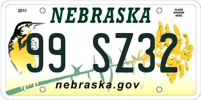 NE license plate 99SZ32
