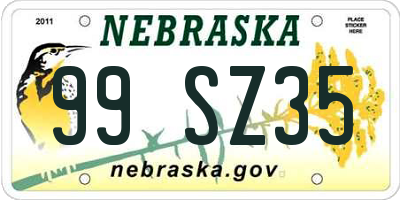 NE license plate 99SZ35