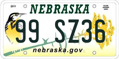 NE license plate 99SZ36