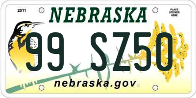 NE license plate 99SZ50