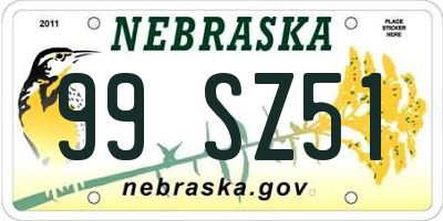 NE license plate 99SZ51