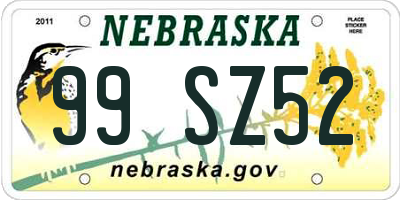 NE license plate 99SZ52